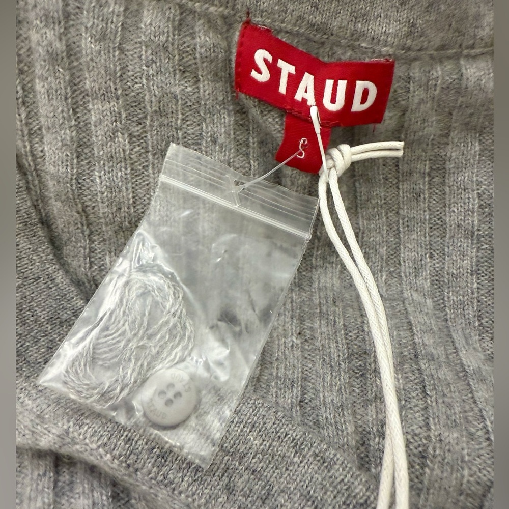 NWT STAUD Shoko Cashmere Rib Knit Sweater Dress in Heather Grey Sz S - Picture 12 of 16